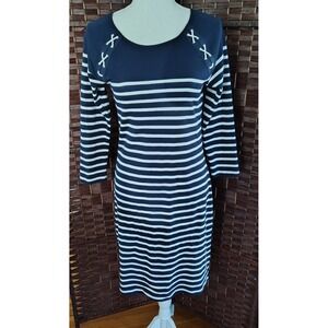 Lauren Ralph Lauren Women's Striped Dress Size M Classic Preppy Nautical Rope